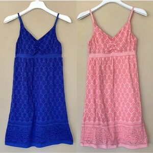 Bundle of 2 Dakini Women XS Strappy Babydoll Dress Built in Bra Y2K Blue Pink
